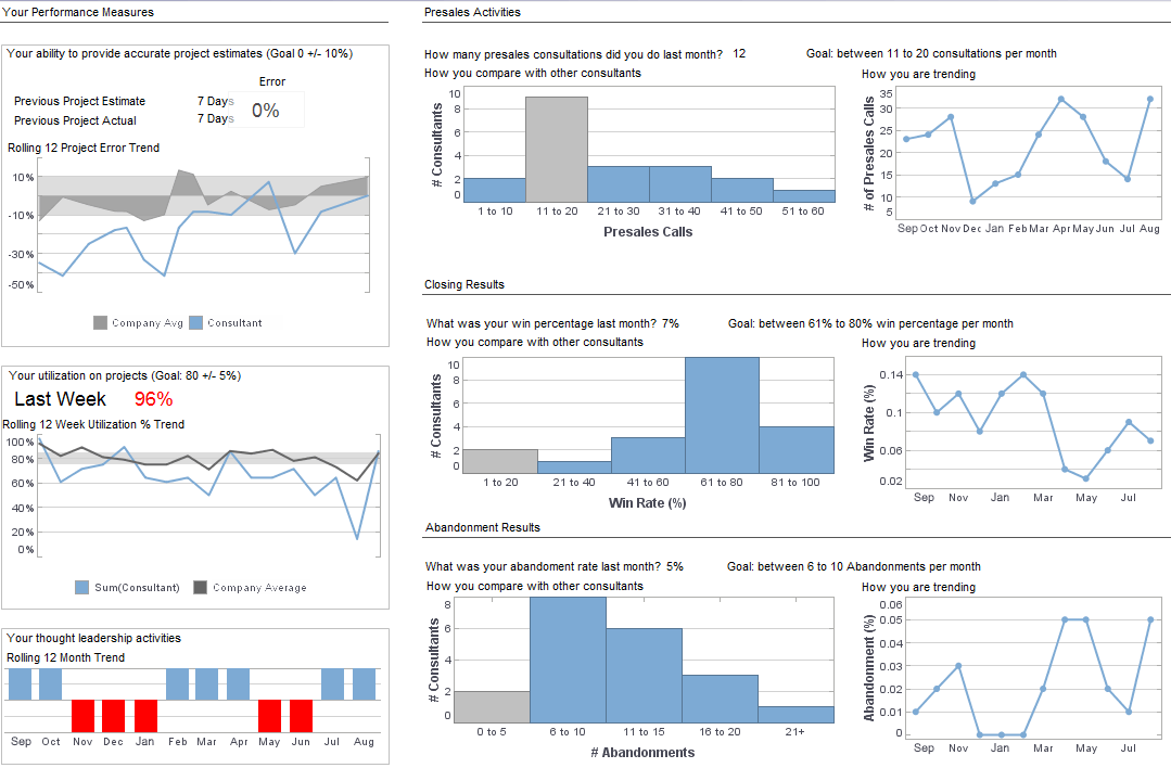 example of a performance dashboard for consultants